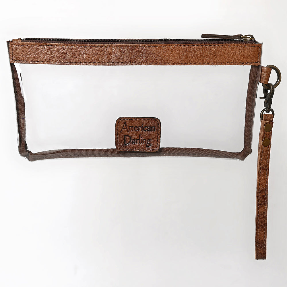 American Darling Western Hand Tooled Carved Genuine Leather Clear Bag Women Bag Handbag Purse