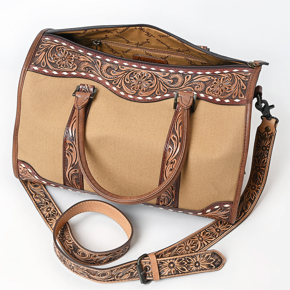 American Darling Duffel Hand Tooled Saddle Blanket Genuine Leather Women Bag Western Handbag Purse