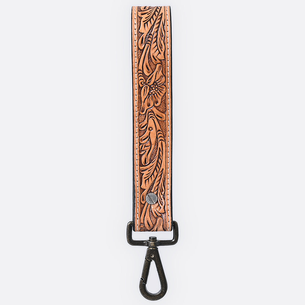 American Darling ADKR217 Hand Tooled Genuine Leather Wristlet Key Ring