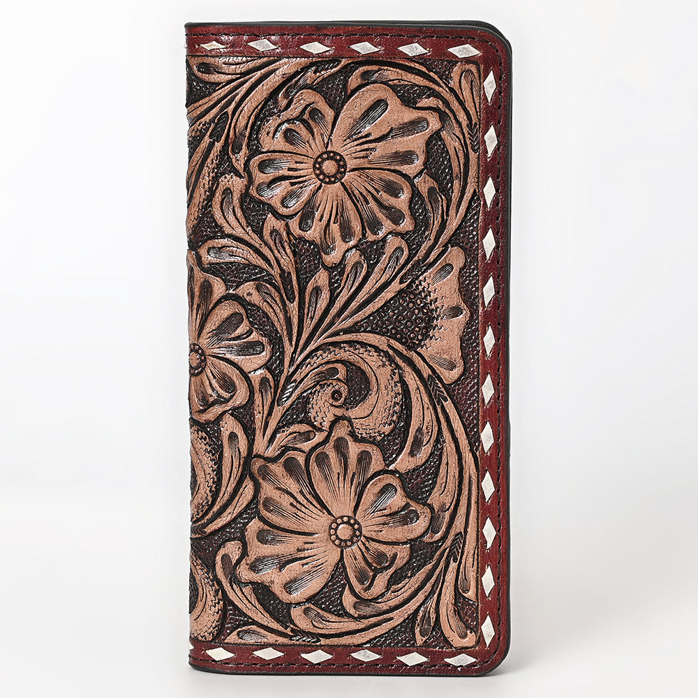 OHLAY Wallet Hand Tooled Genuine Leather Women Bag Western Handbag Purse