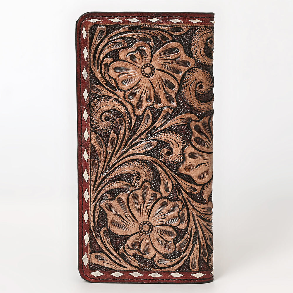 OHLAY Wallet Hand Tooled Genuine Leather Women Bag Western Handbag Purse