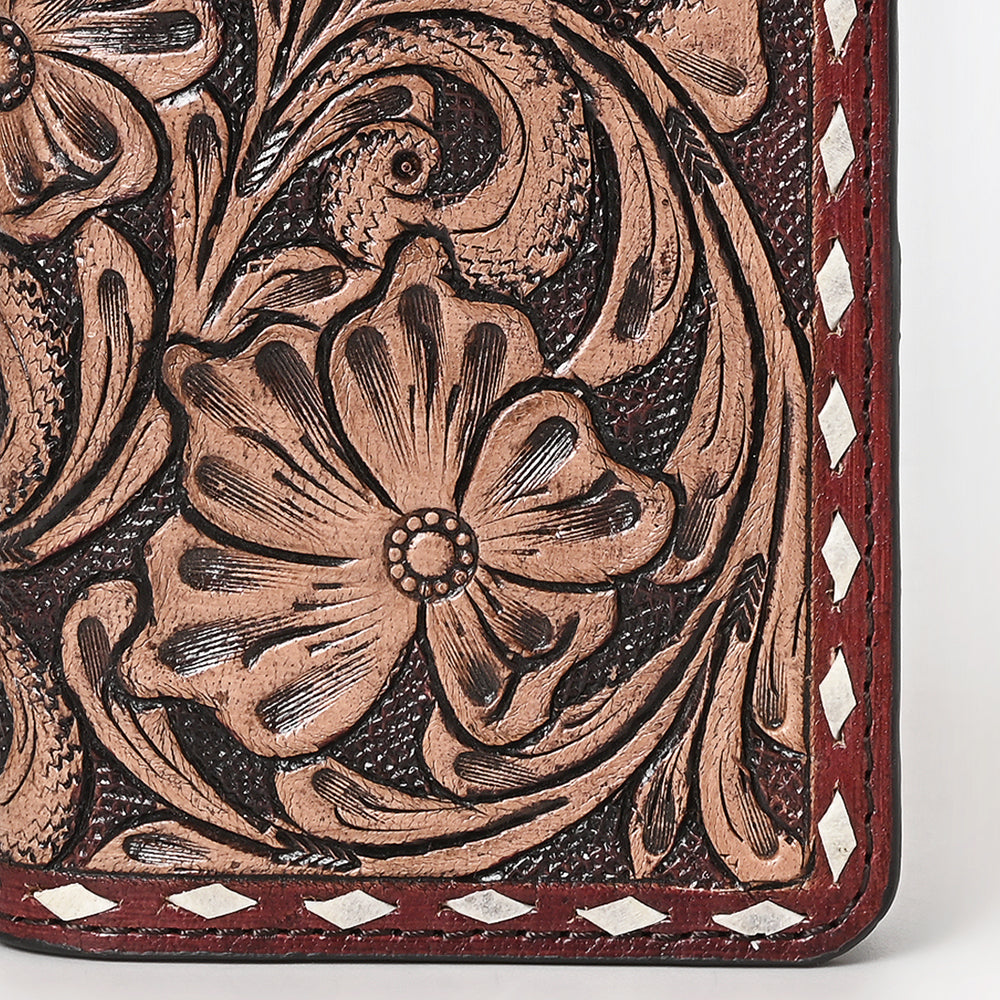 OHLAY Wallet Hand Tooled Genuine Leather Women Bag Western Handbag Purse