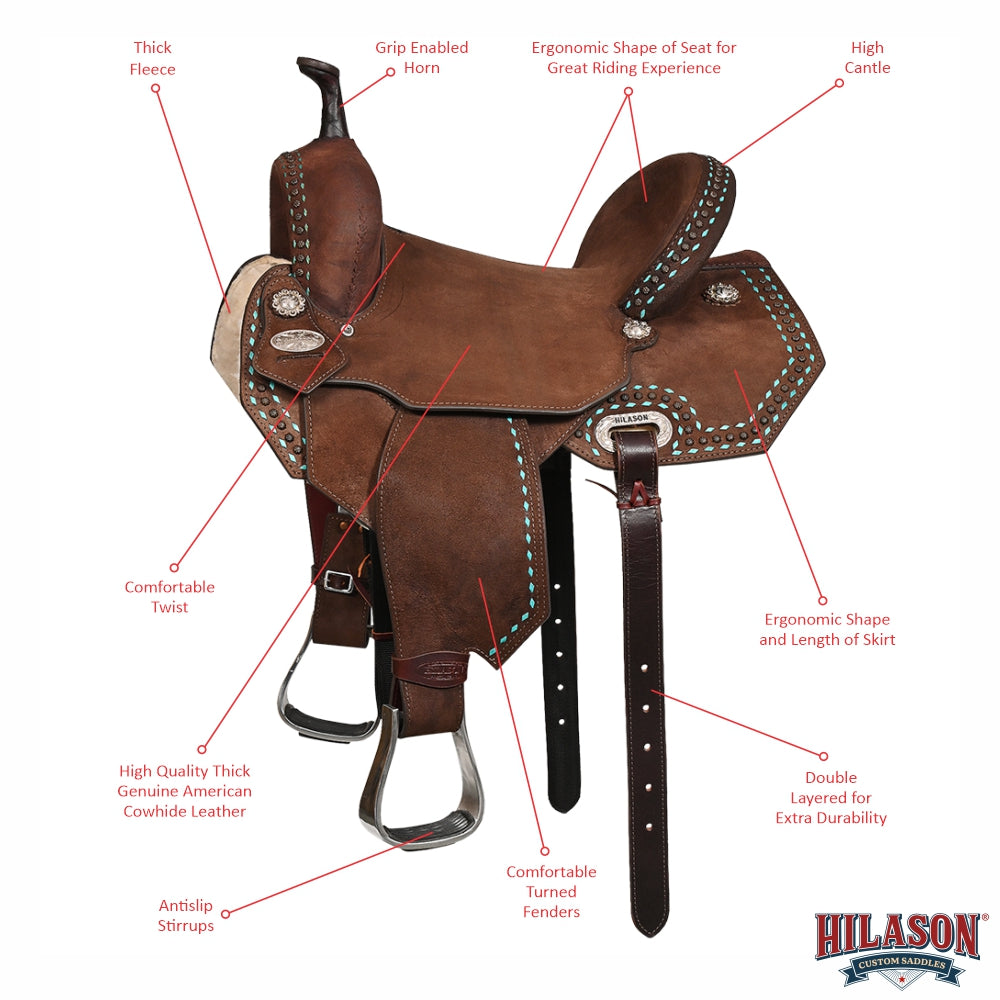 Western Horse Flex Tree Leather Saddle For Trail And Barrel Racing