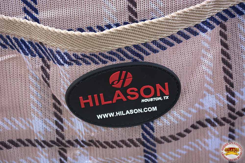 66 In Hilason Western Horse Fly Sheet Uv Protect Mesh Bug Mosquito Summer Spring Blue / White Plaid
