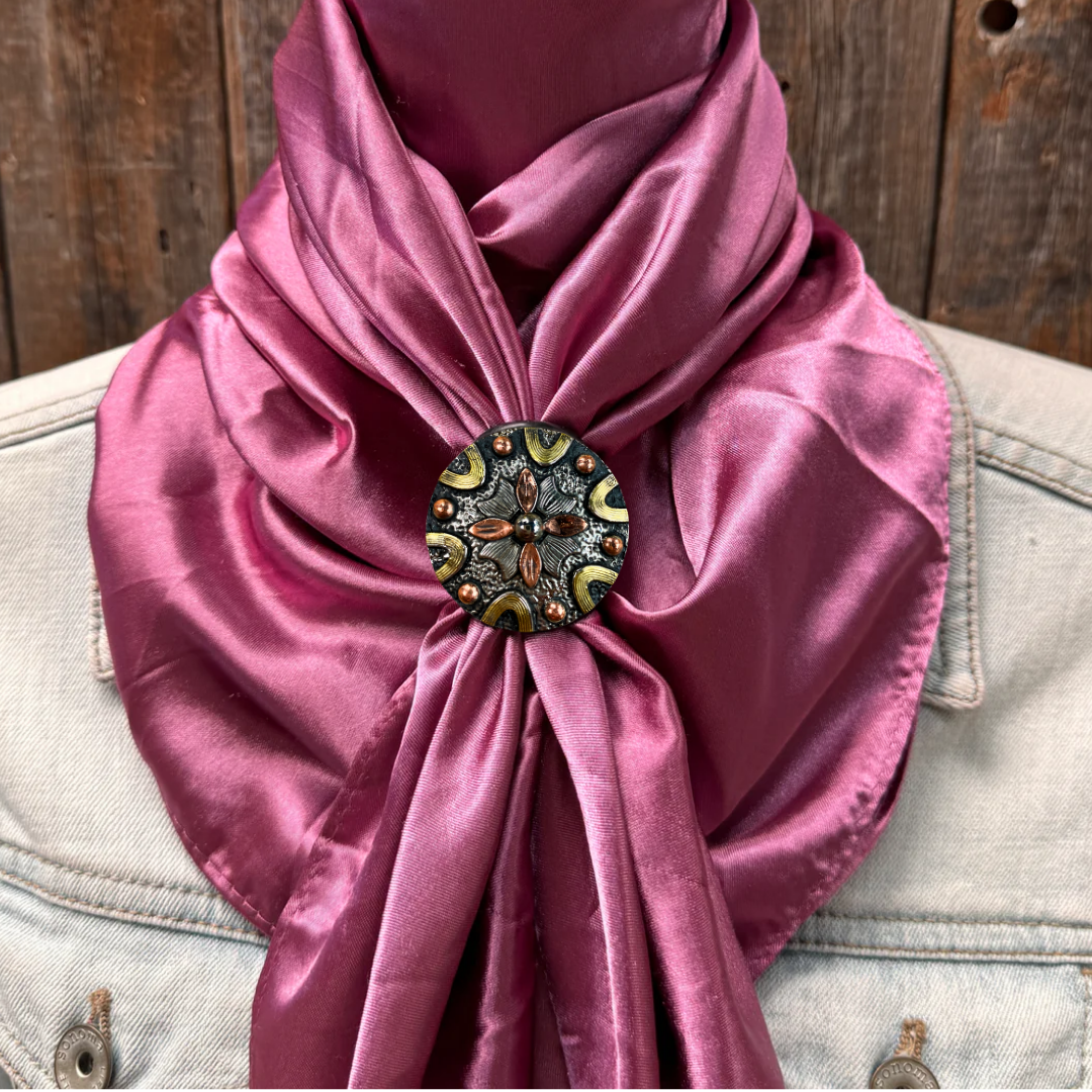 35X35" Solid Rose Wild Rag / Scarf WRS6 - Western Concho Wild Rag Slides - Assorted