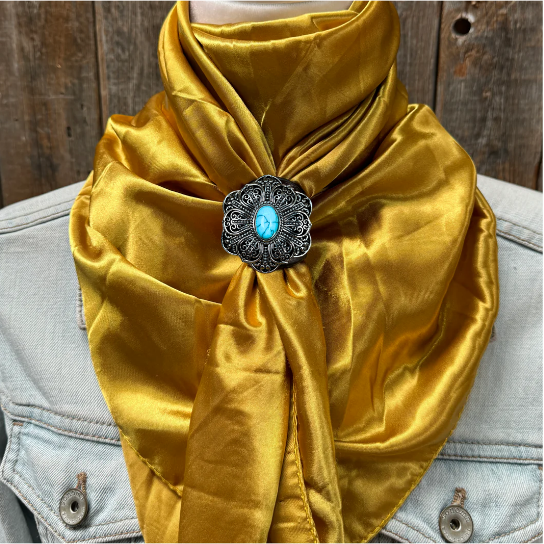 35X35" Solid Mustard Yellow Wild Rag / Scarf WRS19 - Western Concho Wild Rag Slides - Assorted