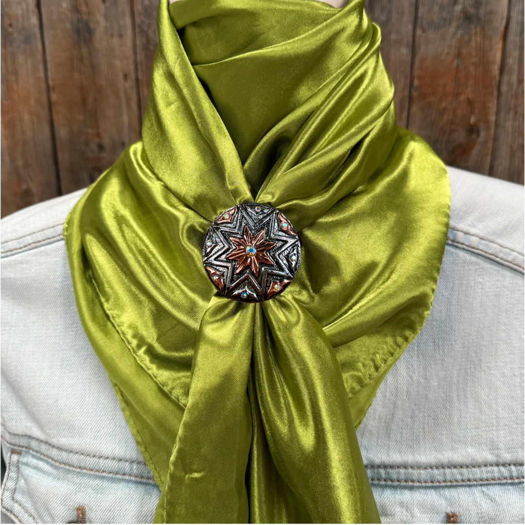 35X35" Solid Light Green Wild Rag / Scarf WRS22 - Western Concho Wild Rag Slides - Assorted