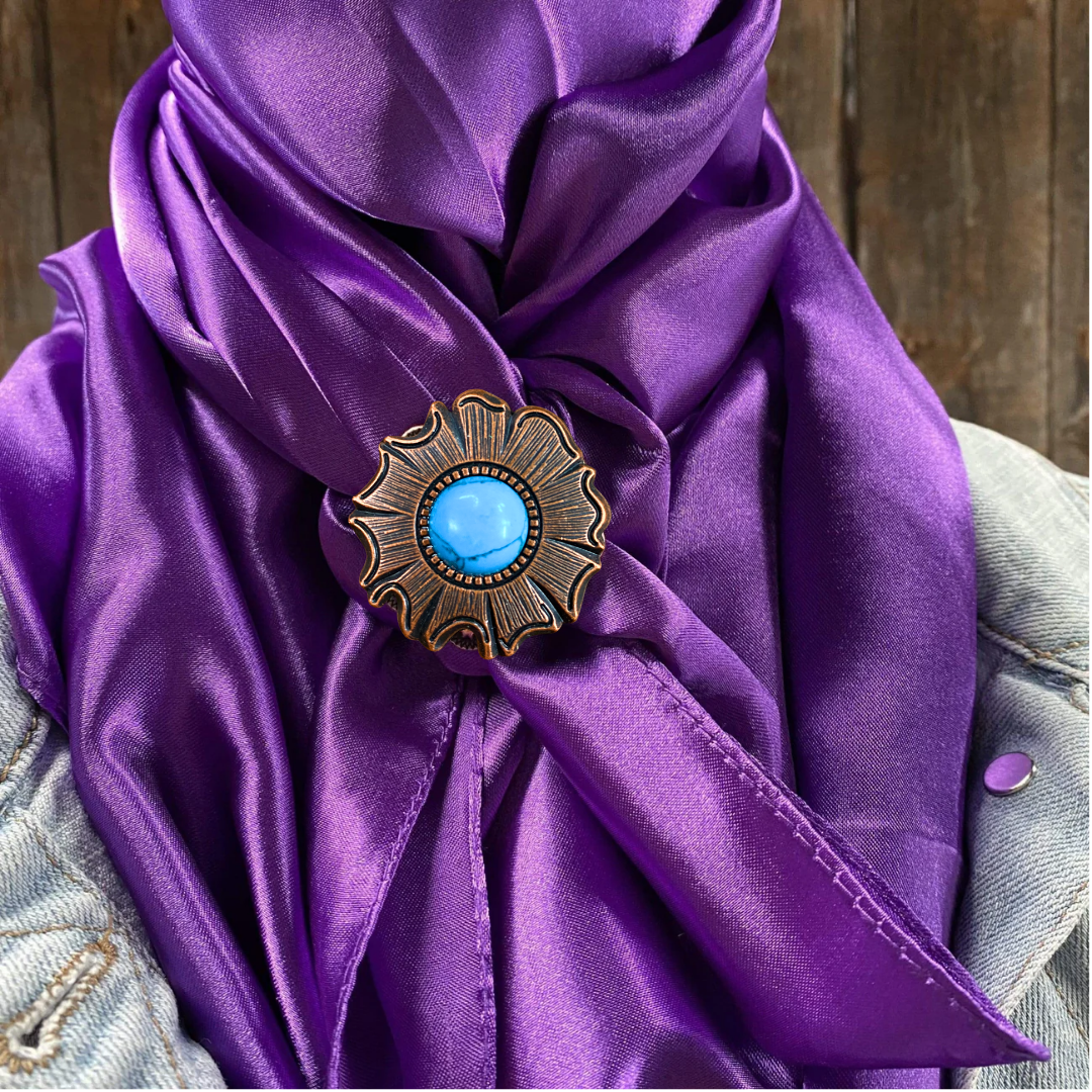 35X35" Solid Purple Wild Rag / Scarf WRS1 - Western Concho Wild Rag Slides - Assorted