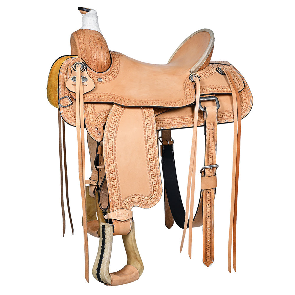 HILASON Western American Leather Ranch Roping Horse Saddle With Tack Set