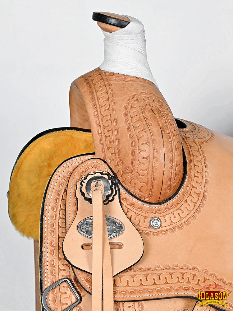 HILASON Western American Leather Ranch Roping Horse Saddle With Tack Set