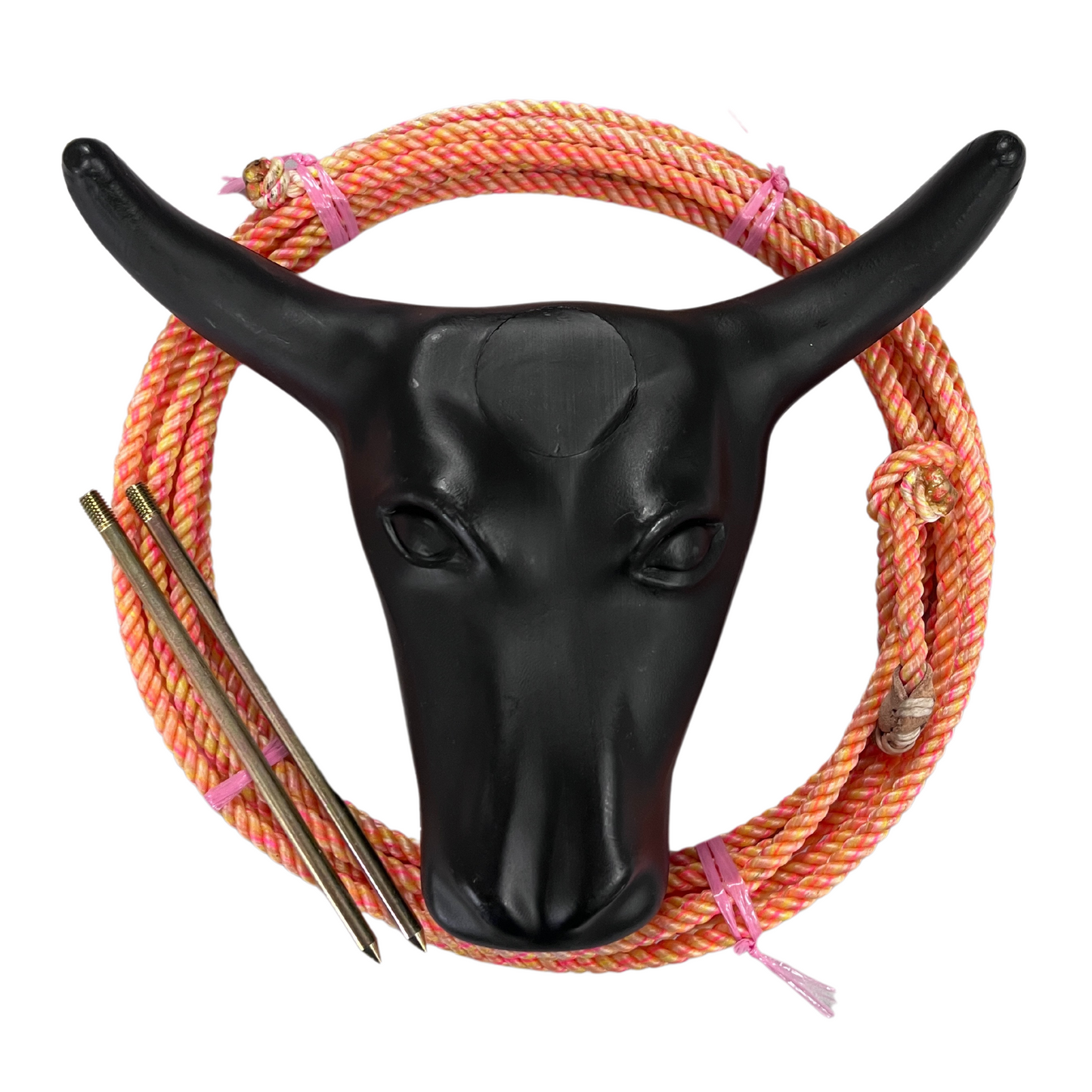 AJ Tack Junior 11" Horn Spread Steer Head Roping Dummy Set with Rope