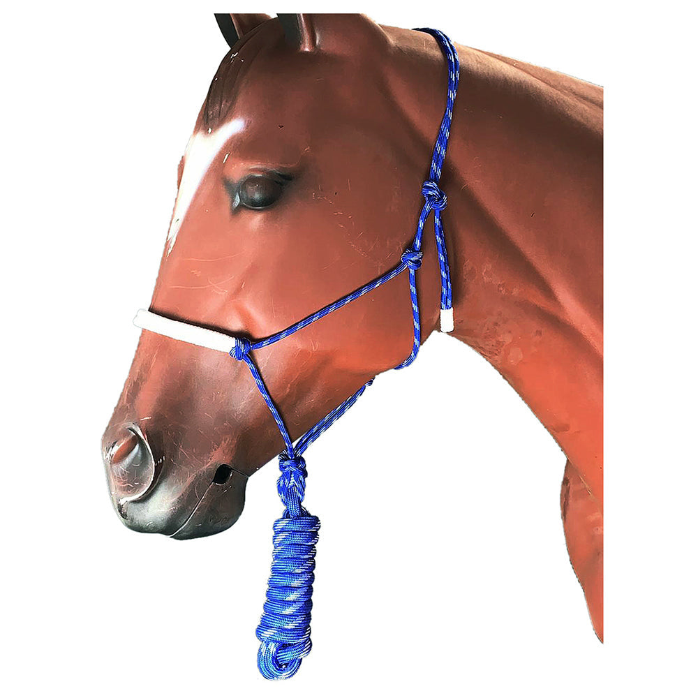 HILASON Western Horse Poly Rope Tied Adjustable Halter 8 Ft Lead Rope