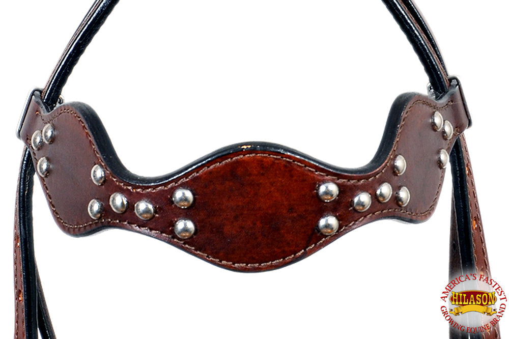 HILASON Western Horse Headstall Genuine American Leather brown
