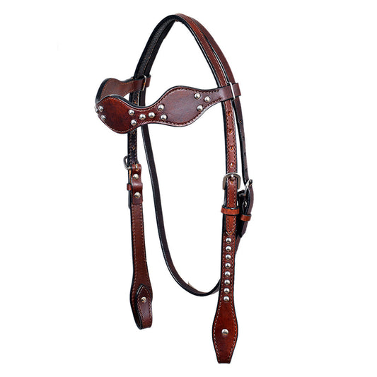 HILASON Western Horse Headstall Genuine American Leather brown