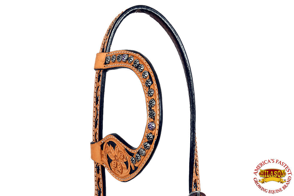 Hilason Western Horse One Ear Headstall Bridle American Leather Tan