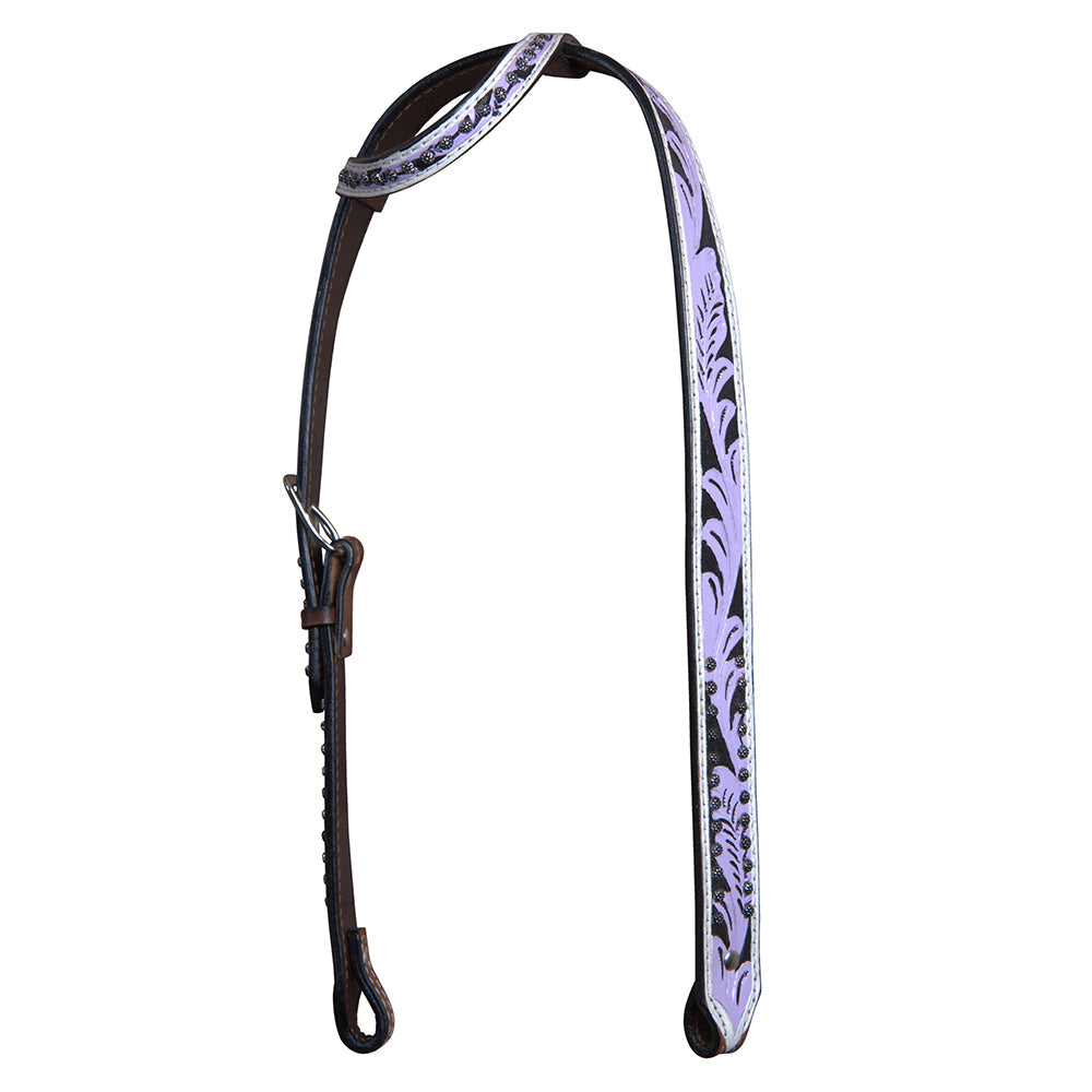 HILASON Western Horse Headstall Tack Genuine American Leather Purple & Black