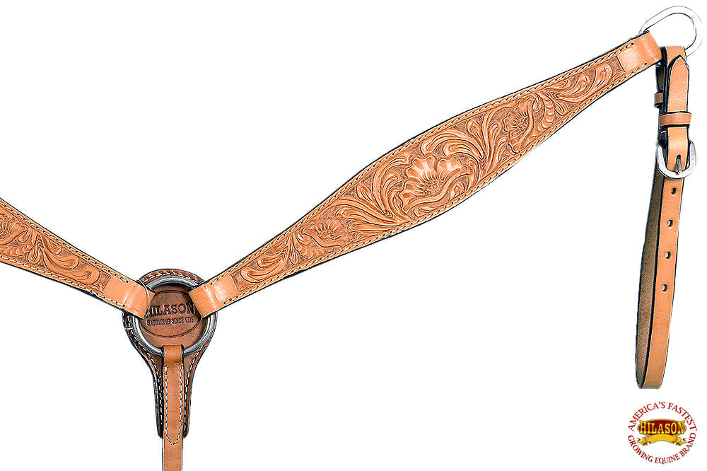 HILASON Western Genuine Leather Horse Breast Collar Tack Tan Floral