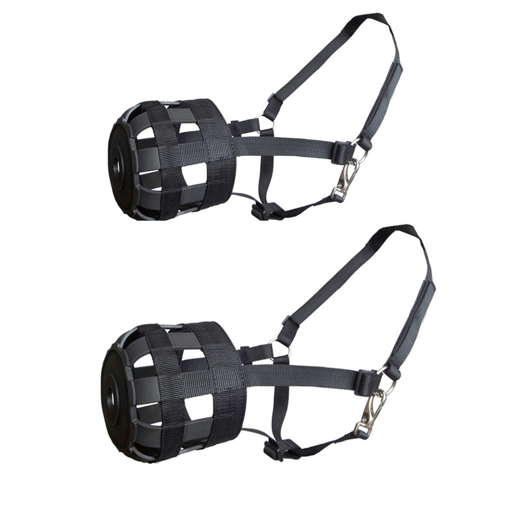 HILASON Western Horse Grazzing Muzzle With Halter Black