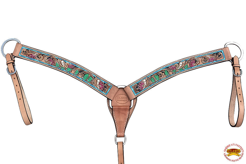 Hilason Western Horse Breast Collar Bridle American Leather Tan