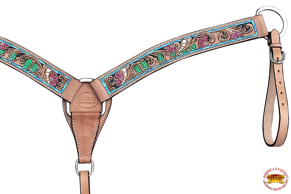 Hilason Western Horse Breast Collar Bridle American Leather Tan