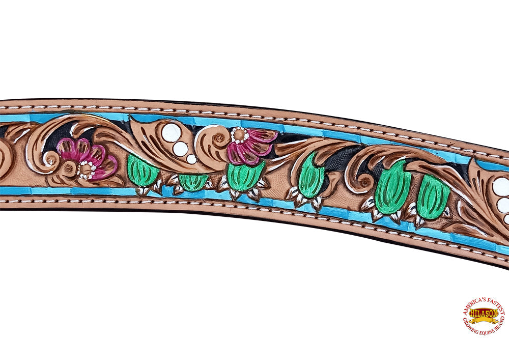 Hilason Western Horse Breast Collar Bridle American Leather Tan