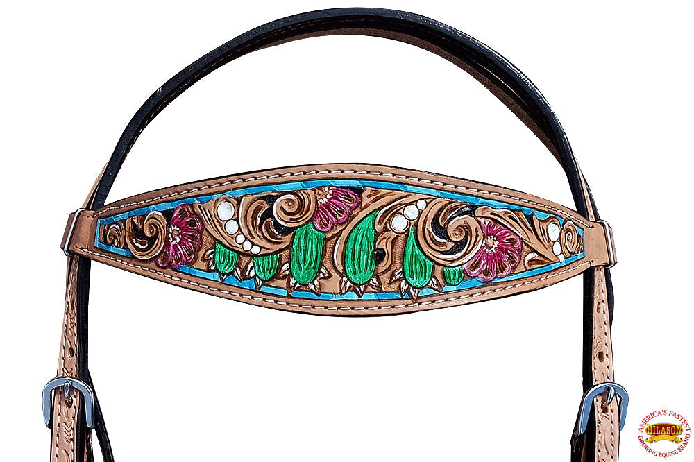 Hilason Western Horse Headstall Bridle American Leather Tan