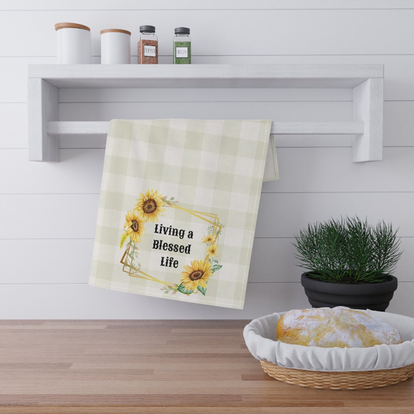 Sunflower-Themed Tea Towels: Living a Blessed Life - Perfect for Home Decor, Gifts, Kitchen, or Farmhouse Style