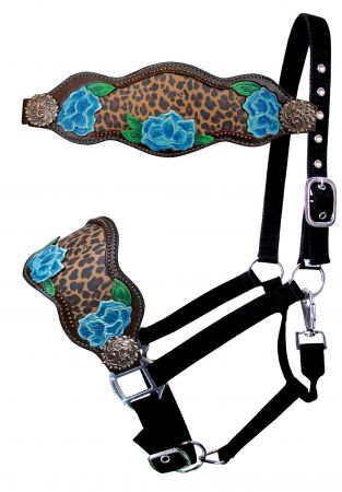 SHOWMAN HALTER DESIGN CHEETAH WITH FLOWERS