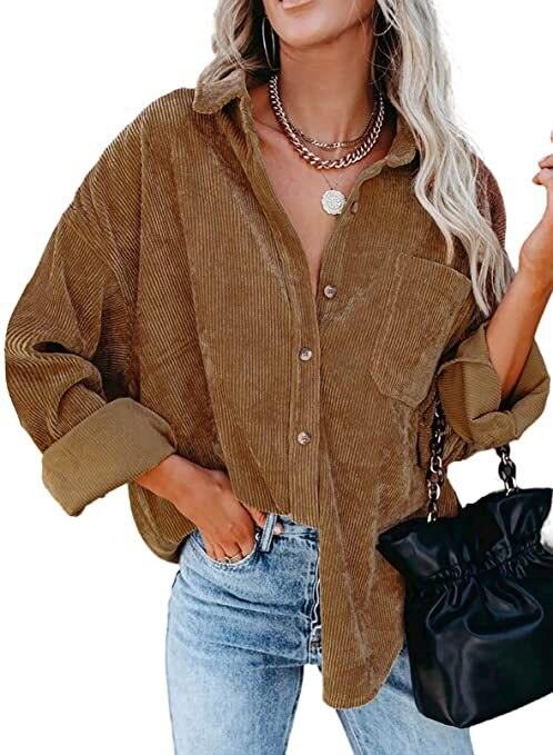 Corduroy Country Chic Shirt – Stylish Single-Breasted Cowgirl Shirt