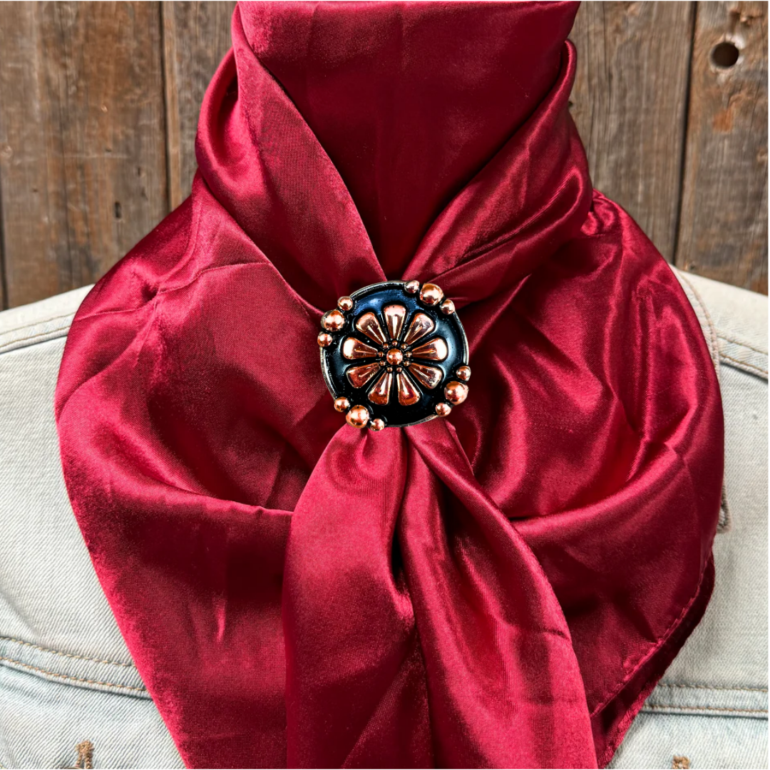 35X35" Solid Burgundy Wild Rag / Scarf WRS14 - Western Concho Wild Rag Slides - Assorted