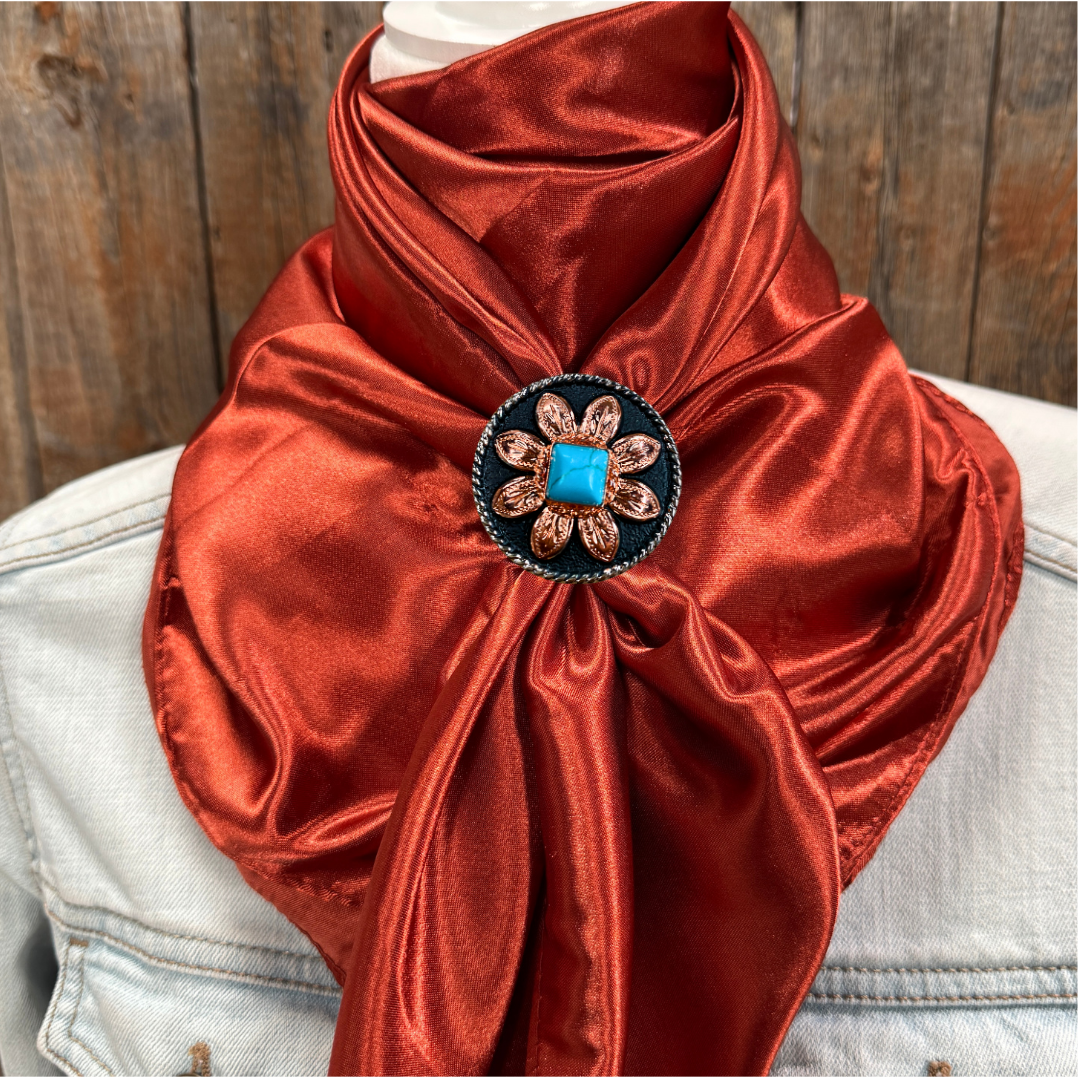 35X35" Solid Rust Wild Rag / Scarf WRS16 - Western Concho Wild Rag Slides - Assorted