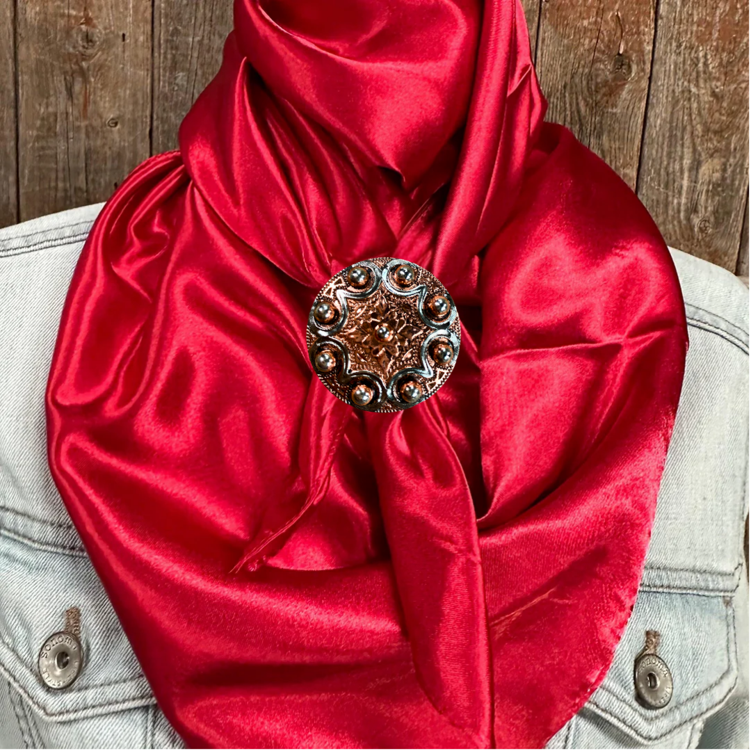 35X35" Solid Electric Red Wild Rag / Scarf WRS10 - Western Concho Wild Rag Slides - Assorted