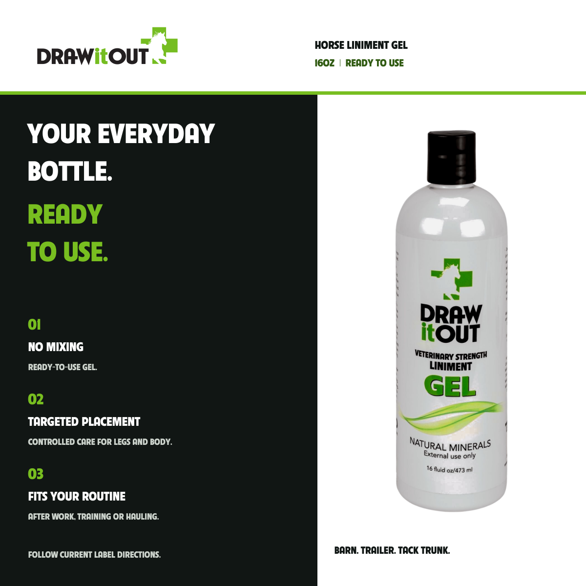 Draw It Out® 16oz Horse Liniment Gel | Daily Care