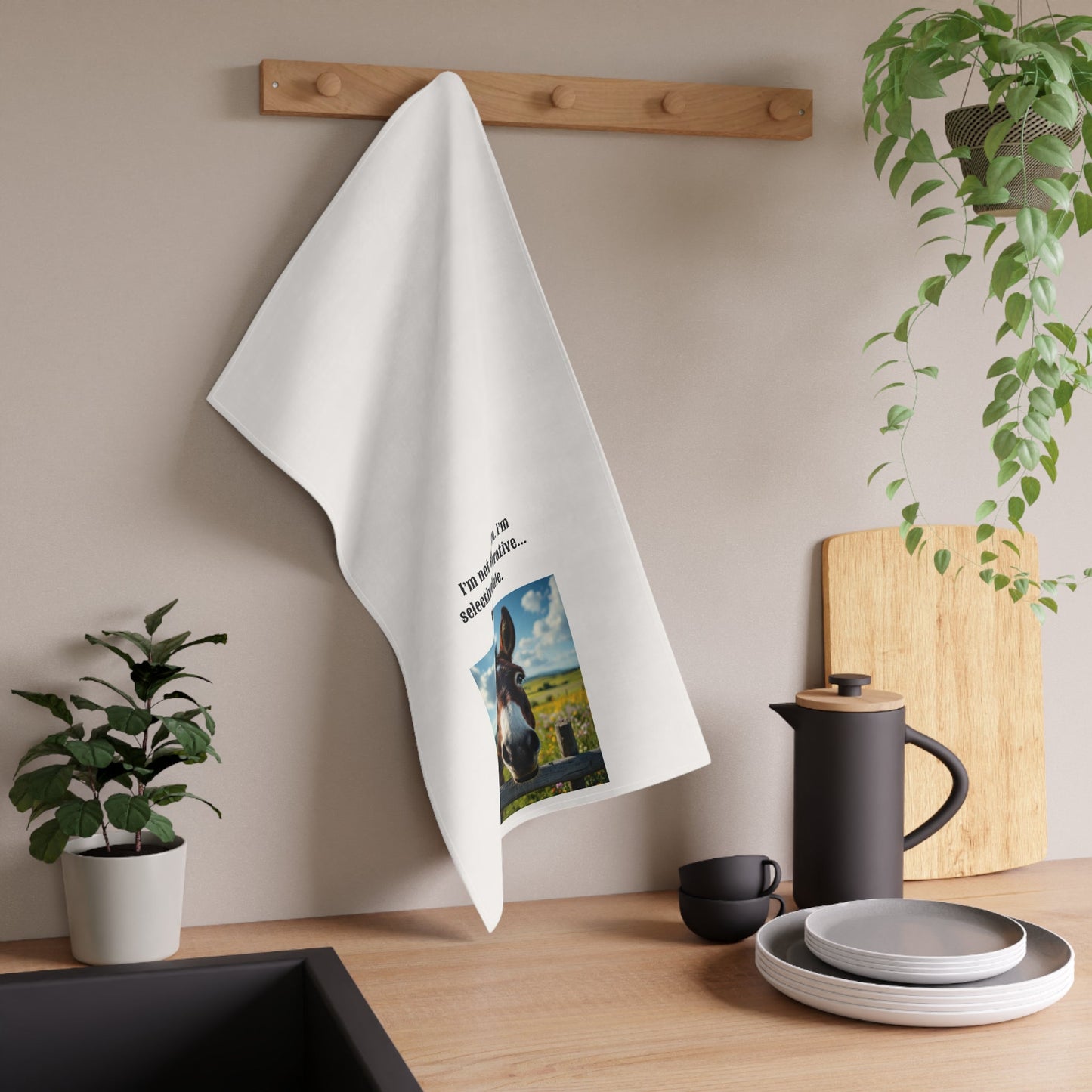 Humorous Mule themed Tea Towel, Funny Kitchen Towels, Gifts for Mule Lovers, Farmhouse Decor, Equine Humor Kitchenware