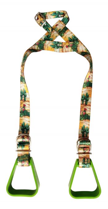 Heavy duty nylon adjustable buddy stirrups with a cactus print