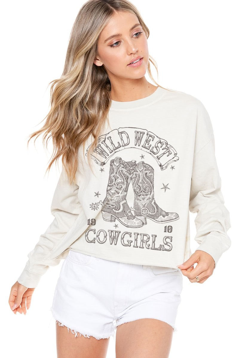 Wild West Cowgirl Mineral Crop Shirt - Natural