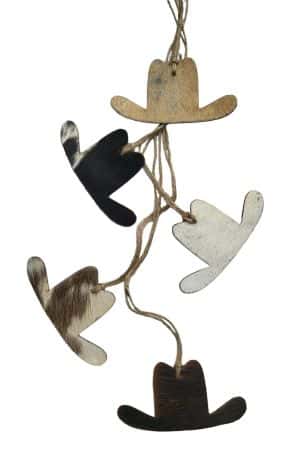 Cowhide Western Leather Christmas Ornament- Cowboy Hat - Sold Individually