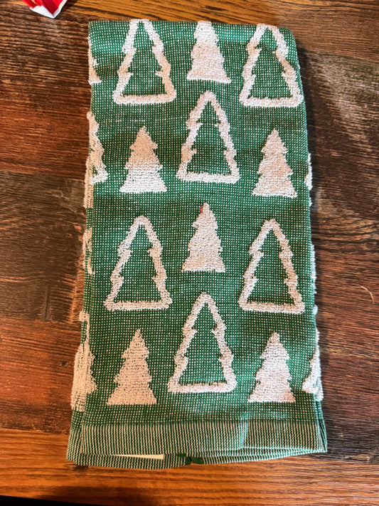 Green Christmas tree kitchen towel