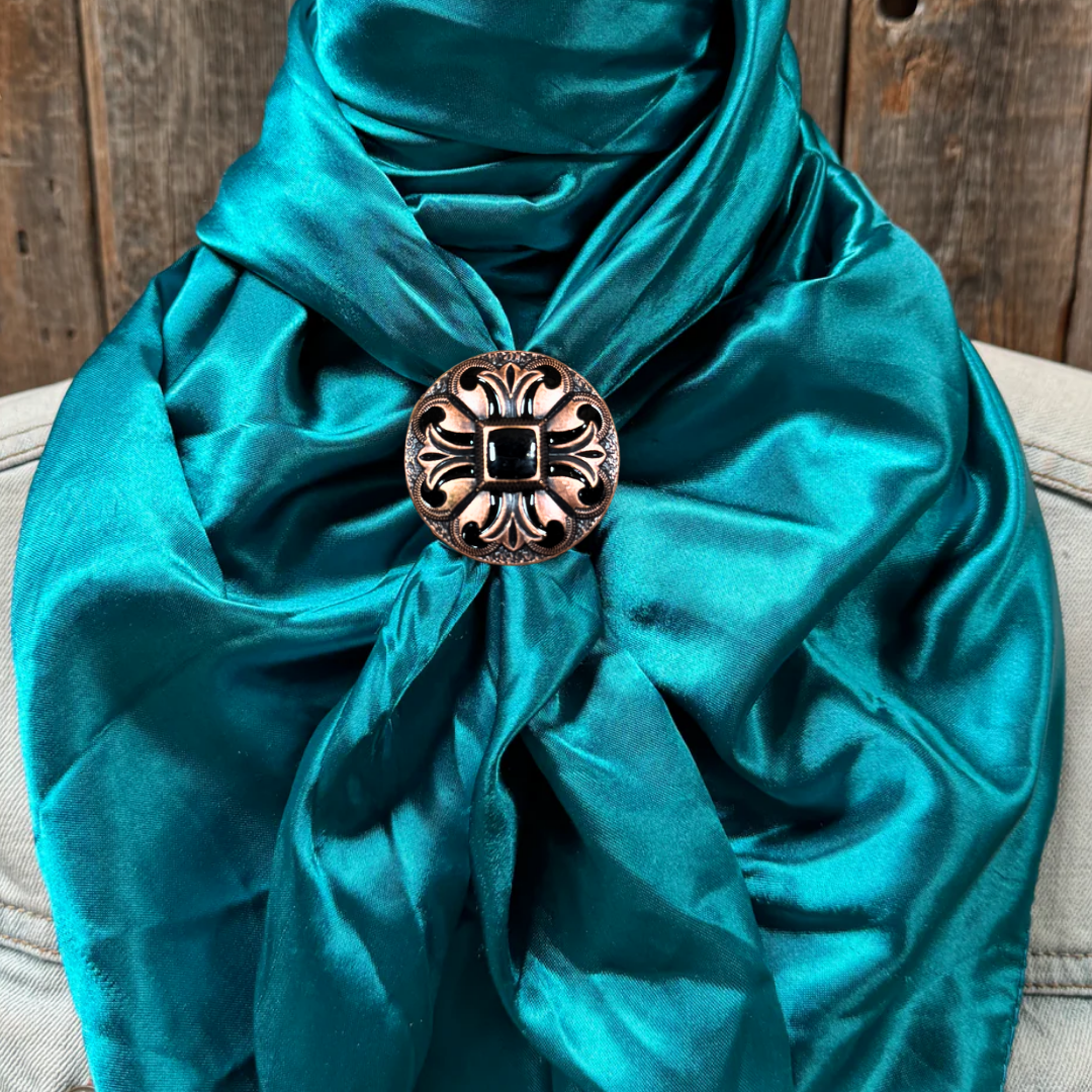 35X35" Solid Teal Wild Rag / Scarf WRS5 - Western Concho Wild Rag Slides - Assorted