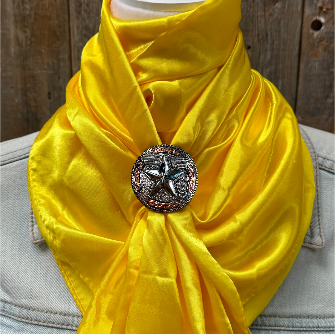 35X35" Solid Yellow Wild Rag / Scarf WRS23 - Western Concho Wild Rag Slides - Assorted