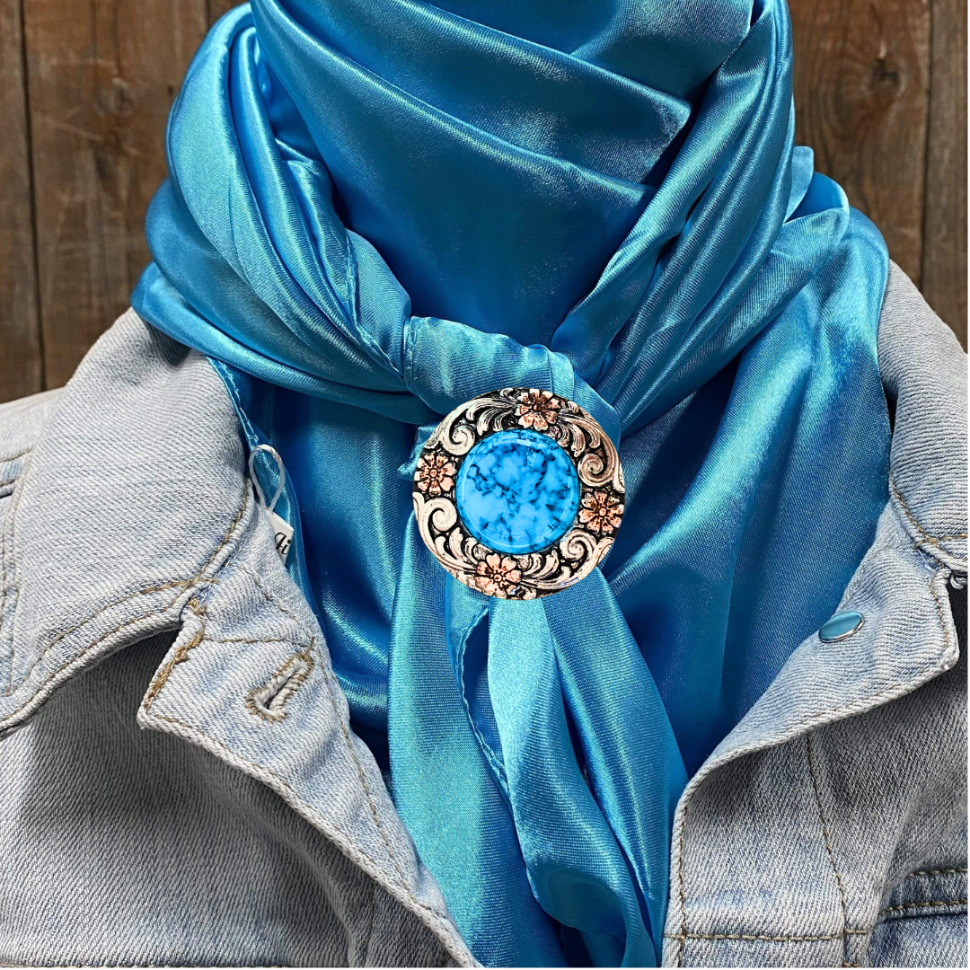 35X35" Solid Aqua Wild Rag / Scarf WRS8 - Western Concho Wild Rag Slides - Assorted