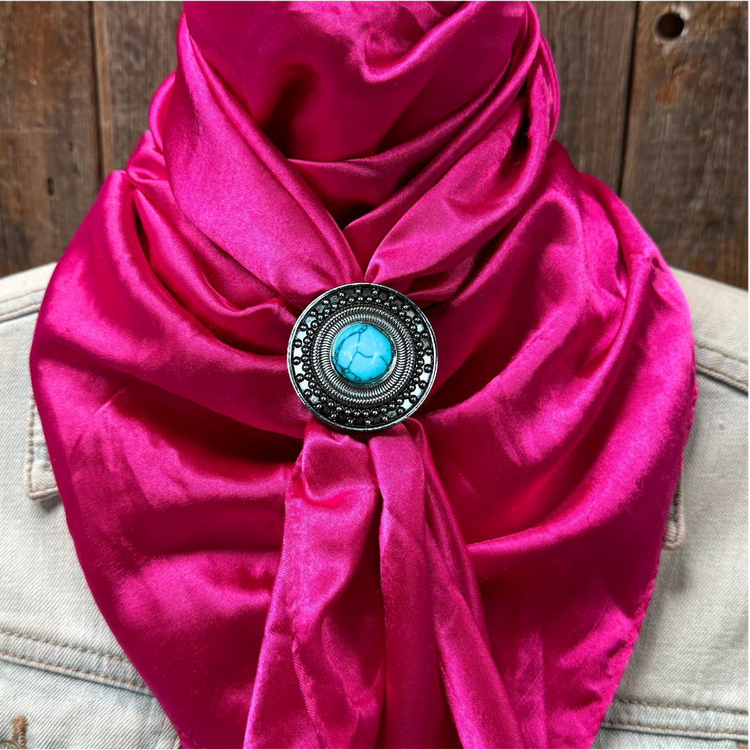 35X35" Solid Fuchsia Wild Rag / Scarf WRS12 - Western Concho Wild Rag Slides - Assorted