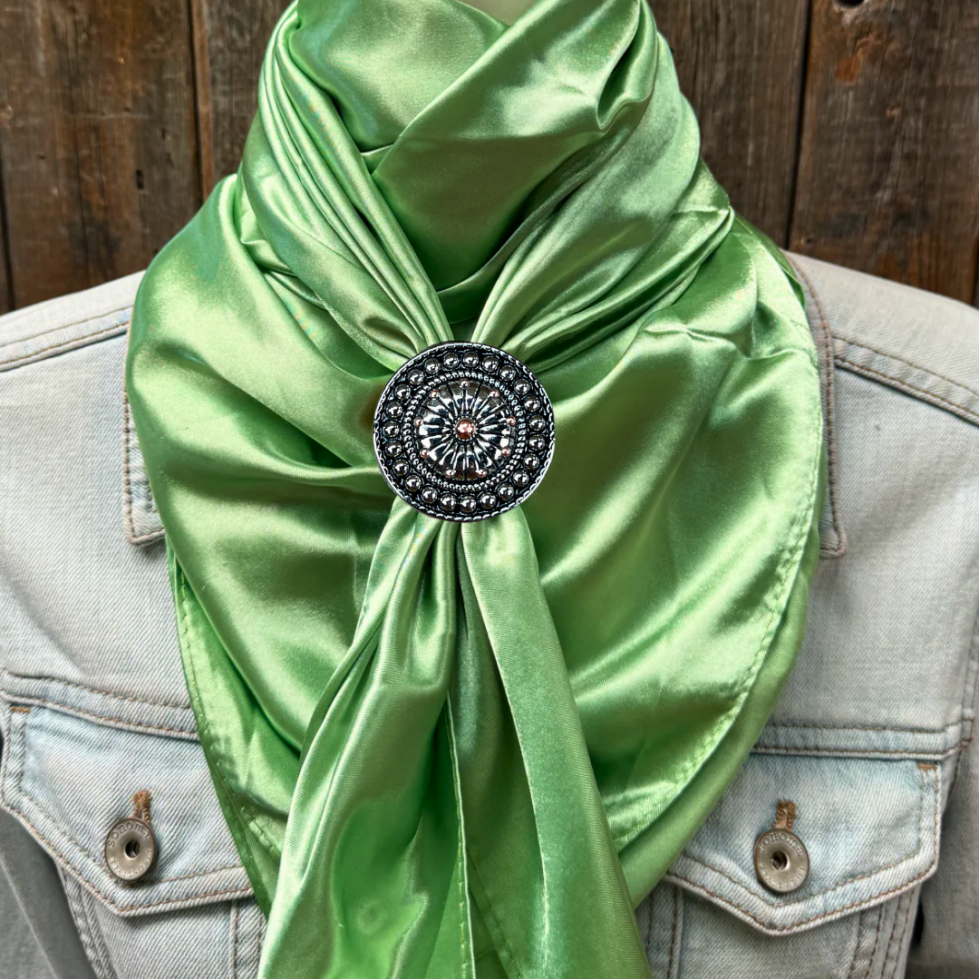 35X35" Solid Lime Wild Rag / Scarf WRS26 - Western Concho Wild Rag Slides - Assorted