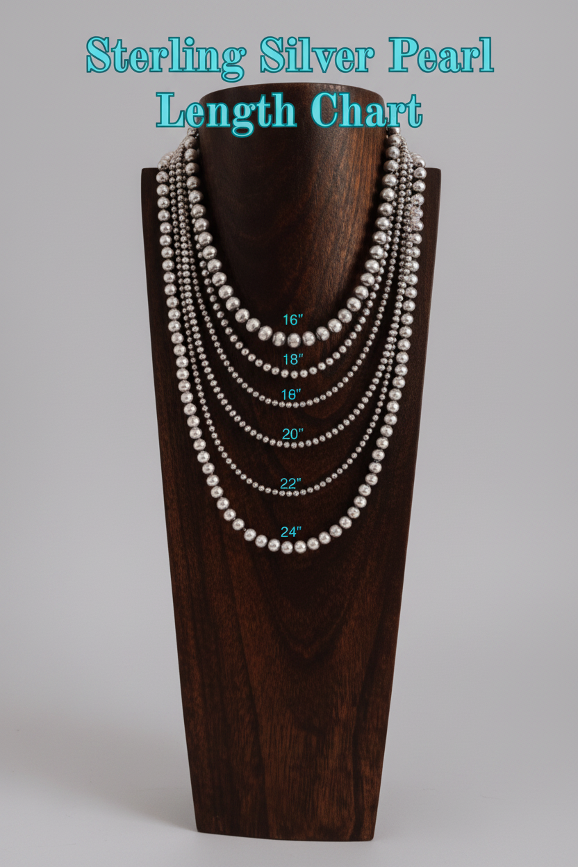 6mm Sterling Silver Pearl Necklace - Various Lengths