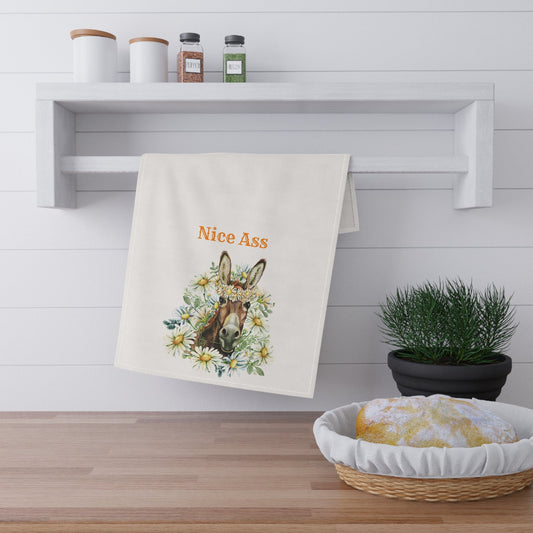 Funny Donkey Tea Towel, "Nice Ass" Kitchen Decor, Gift for Animal Lovers, Farmhouse Style Dish Towel, Unique Home Gift