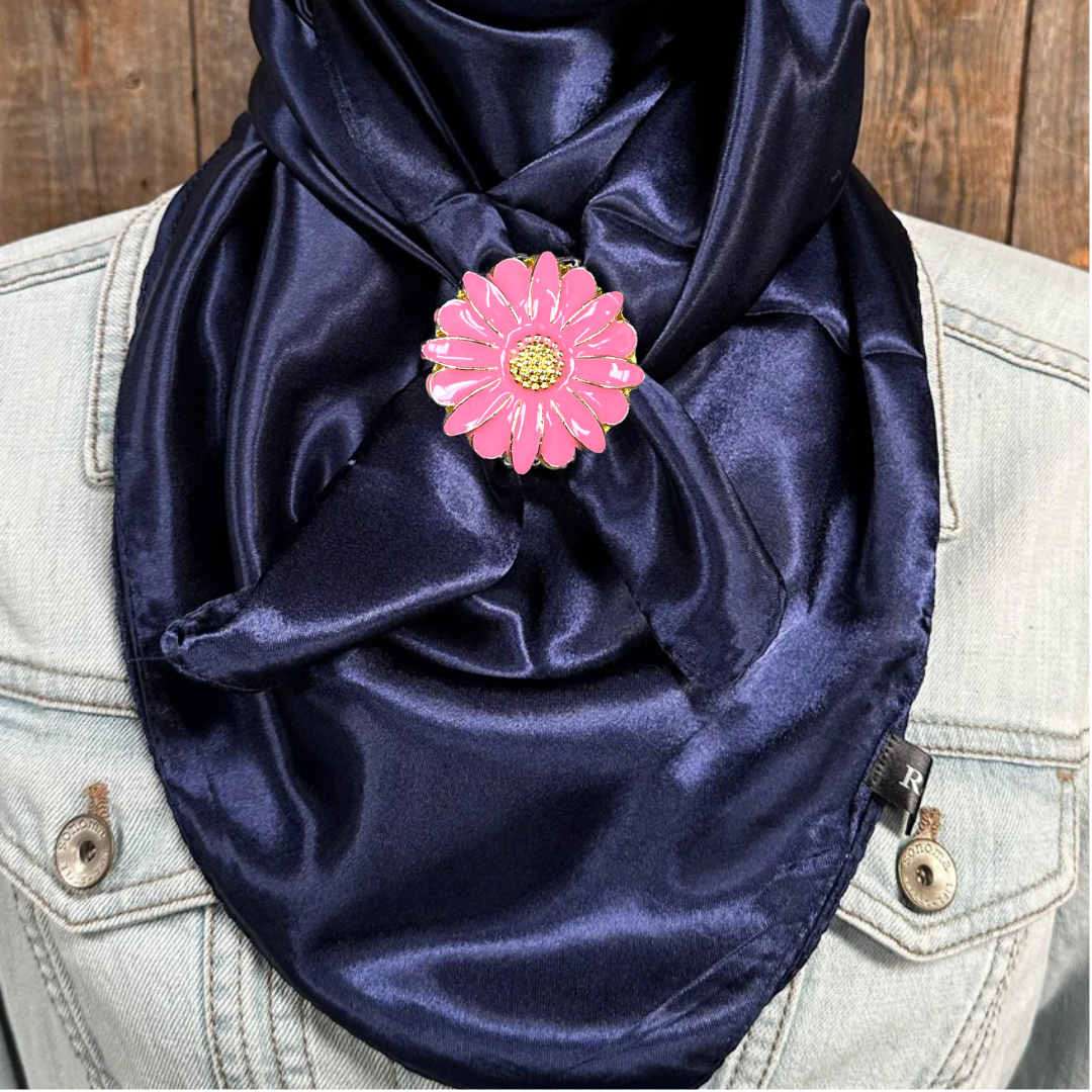 35X35" Solid Dark Blue Wild Rag / Scarf WRS9 - Western Concho Wild Rag Slides - Assorted