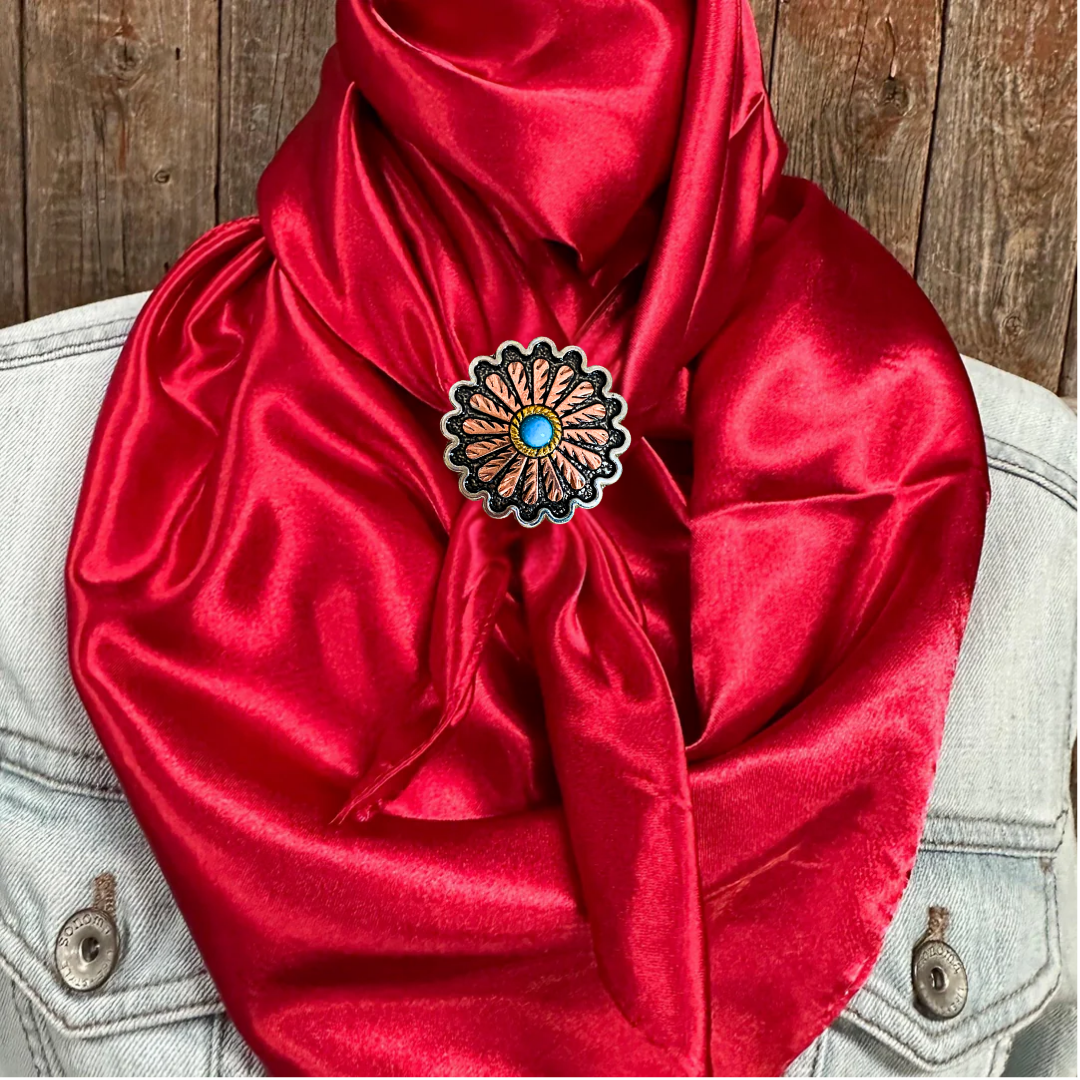 35X35" Solid Electric Red Wild Rag / Scarf WRS10 - Western Concho Wild Rag Slides - Assorted