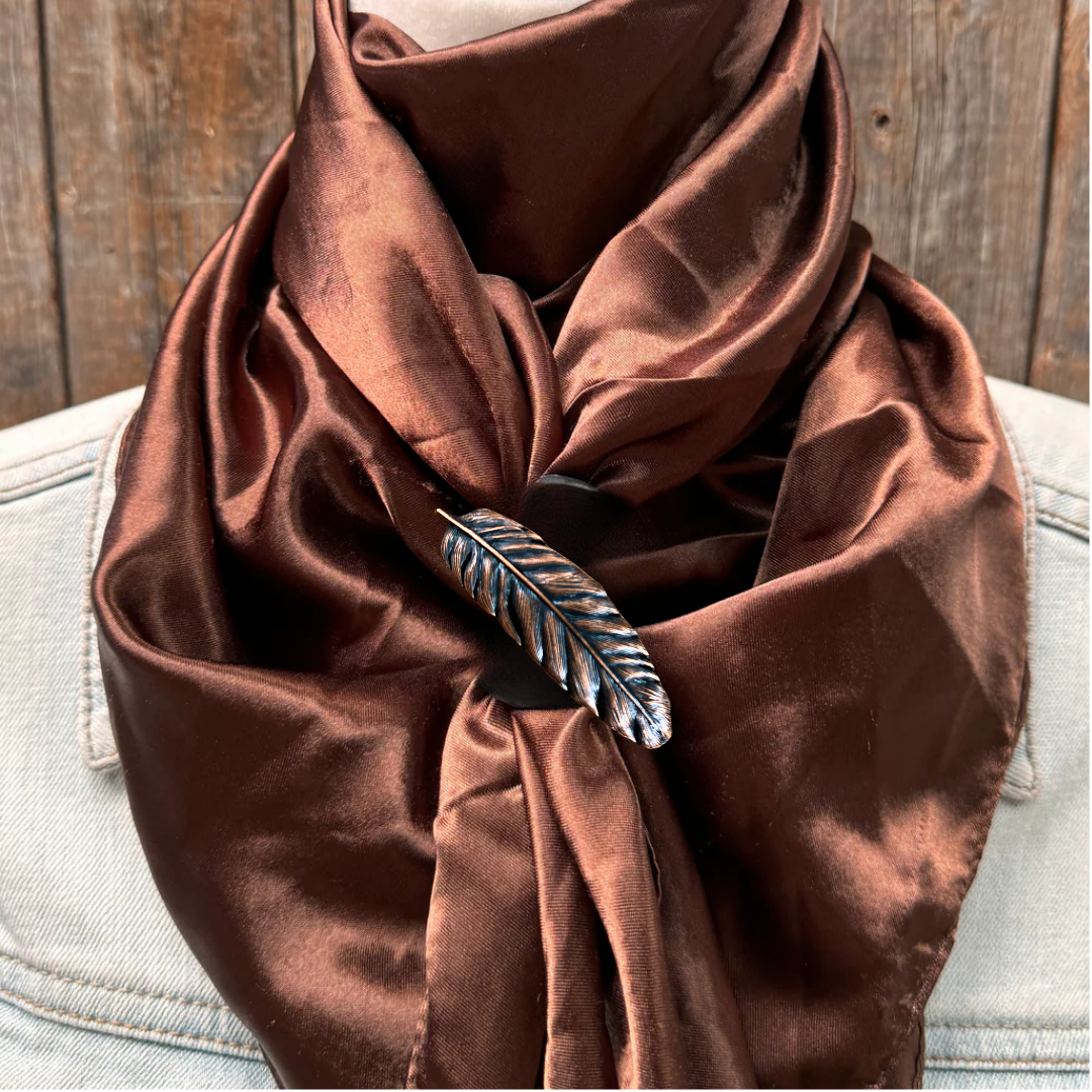 35X35" Solid Brown Wild Rag / Scarf WRS2 - Western Concho Wild Rag Slides - Assorted