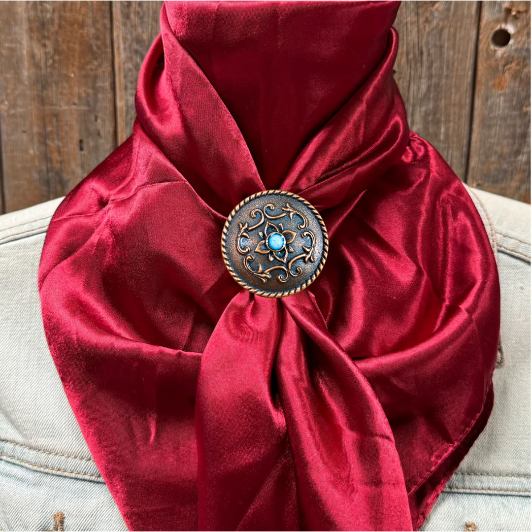 35X35" Solid Burgundy Wild Rag / Scarf WRS14 - Western Concho Wild Rag Slides - Assorted