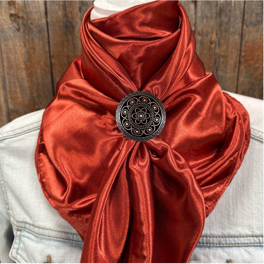 35X35" Solid Rust Wild Rag / Scarf WRS16 - Western Concho Wild Rag Slides - Assorted